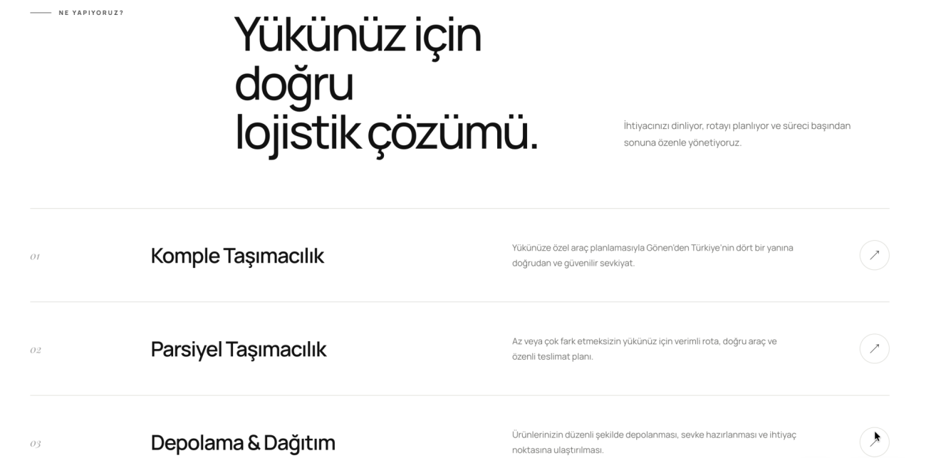 Mısıroğlu Lojistik proje ekranı 2